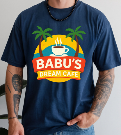 Babu's Dream Cafe Retro T-Shirt, 90s Sitcom Inspired Graphic Tee