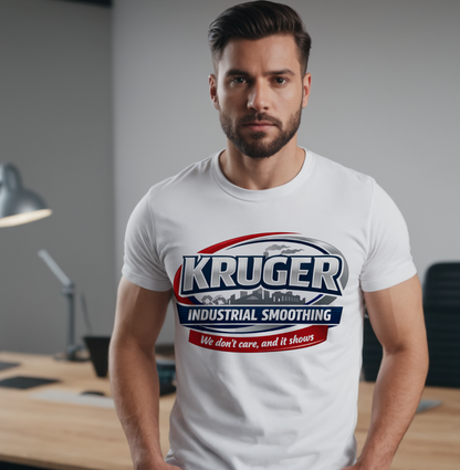 Kruger Industrial Smoothing parody tee, unisex humor shirt, 90s sitcom tribute, faux workplace logo
