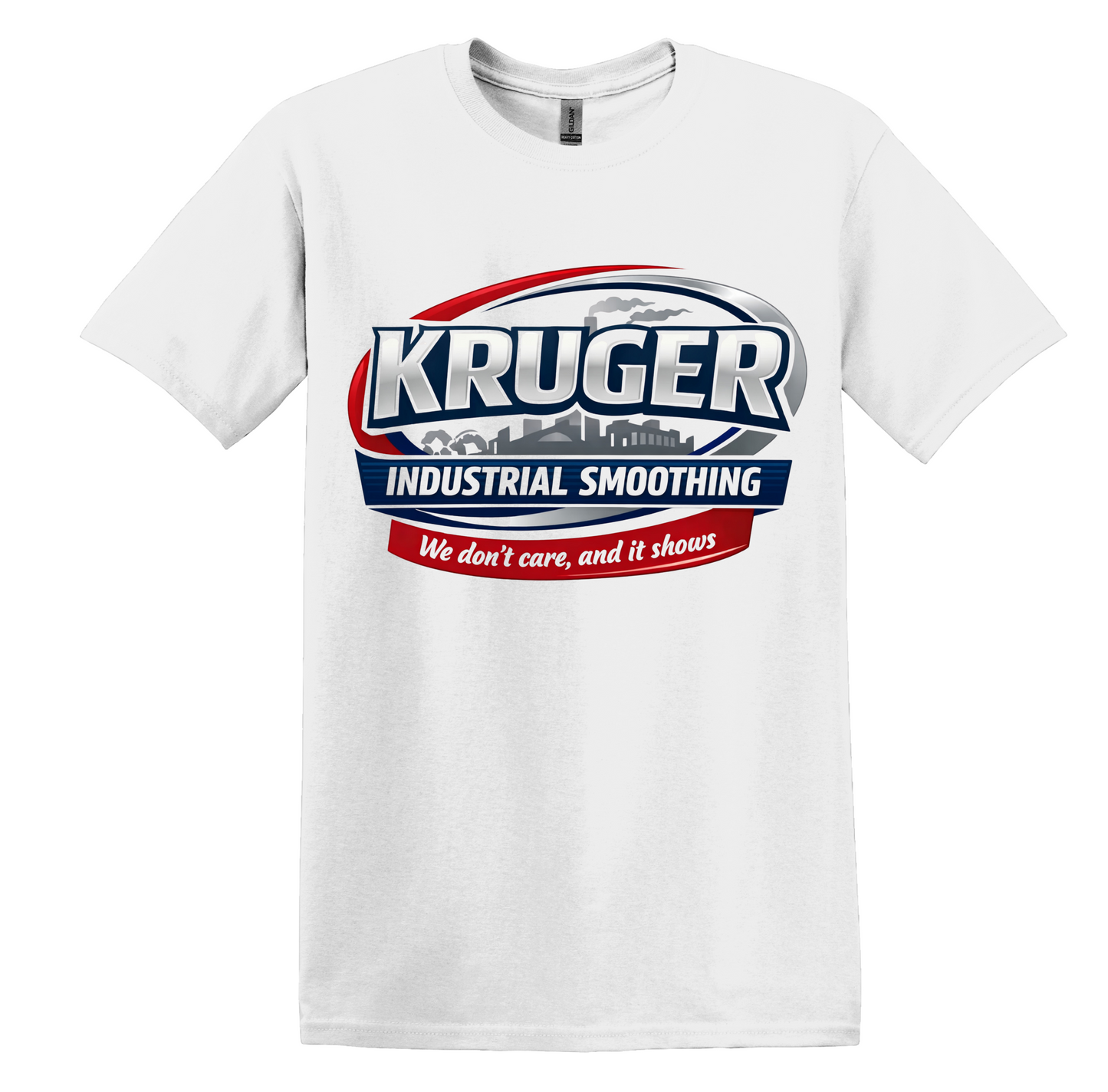 Kruger Industrial Smoothing parody tee, unisex humor shirt, 90s sitcom tribute, faux workplace logo