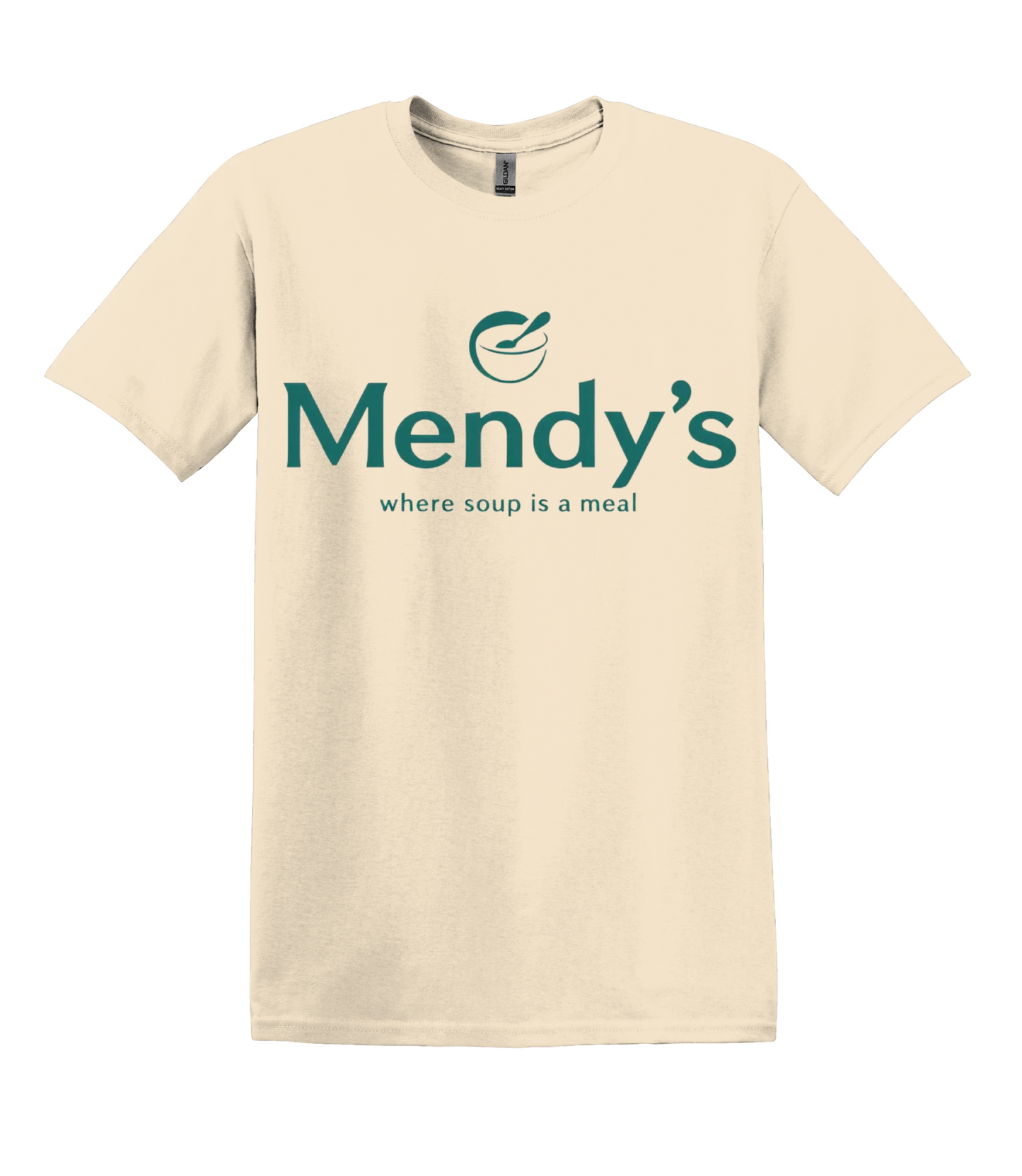 Nineties Sitcom Mendy’s Logo Shirt, comfy unisex Gildan, sizes XS–3XL, humorous gift