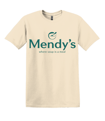 Nineties Sitcom Mendy’s Logo Shirt, comfy unisex Gildan, sizes XS–3XL, humorous gift