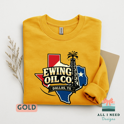 80s TV Show Ewing Oil Co. Shirt | Dallas TX Graphic Tee | Retro Texas Rig Design | Vintage TV
