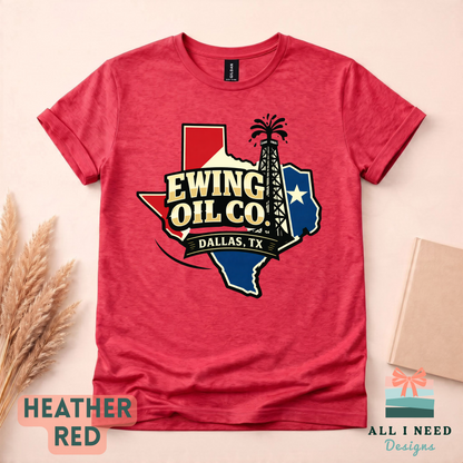 80s TV Show Ewing Oil Co. Shirt | Dallas TX Graphic Tee | Retro Texas Rig Design | Vintage TV