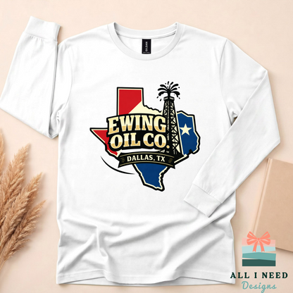 80s TV Show Ewing Oil Co. Shirt | Dallas TX Graphic Tee | Retro Texas Rig Design | Vintage TV