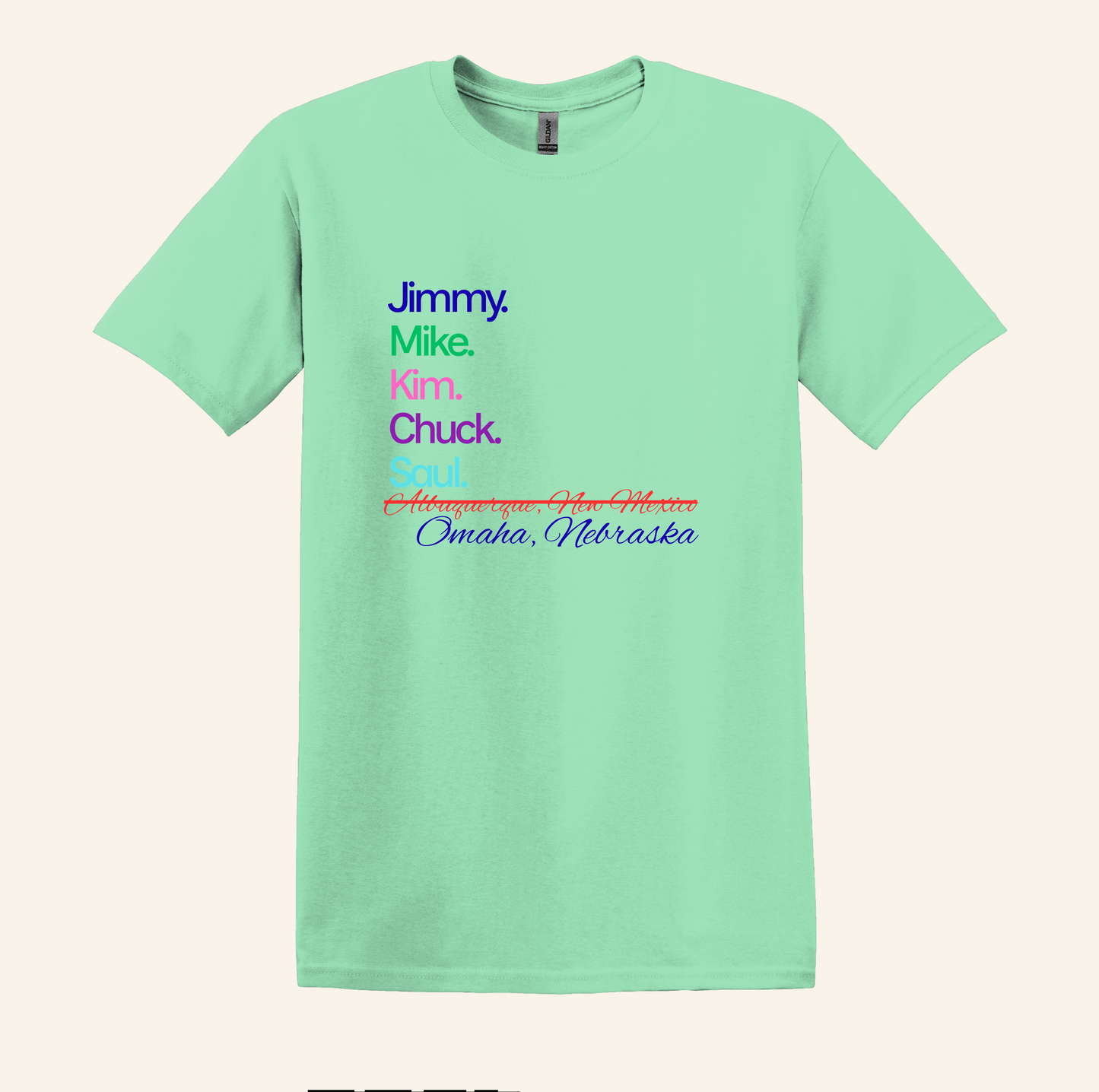 Better Call Saul TV Series Names Graphic Tee, minimalist text design, unisex fit, plus sizes, gift for fans