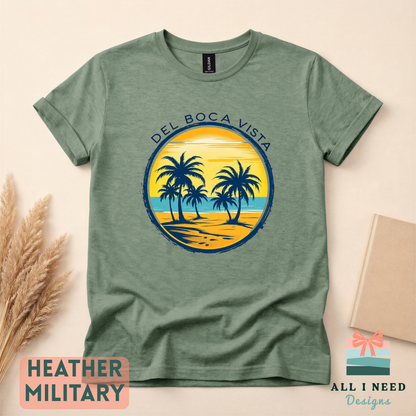 90s Seinfeld Del Boca Vista Beach T-Shirt, Retro Palm Trees, Unisex Gildan Tee