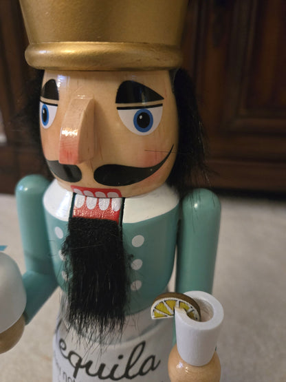Hand-Painted Tequila Lime Wooden Nutcracker, 14 Inch Bar Cart Decor