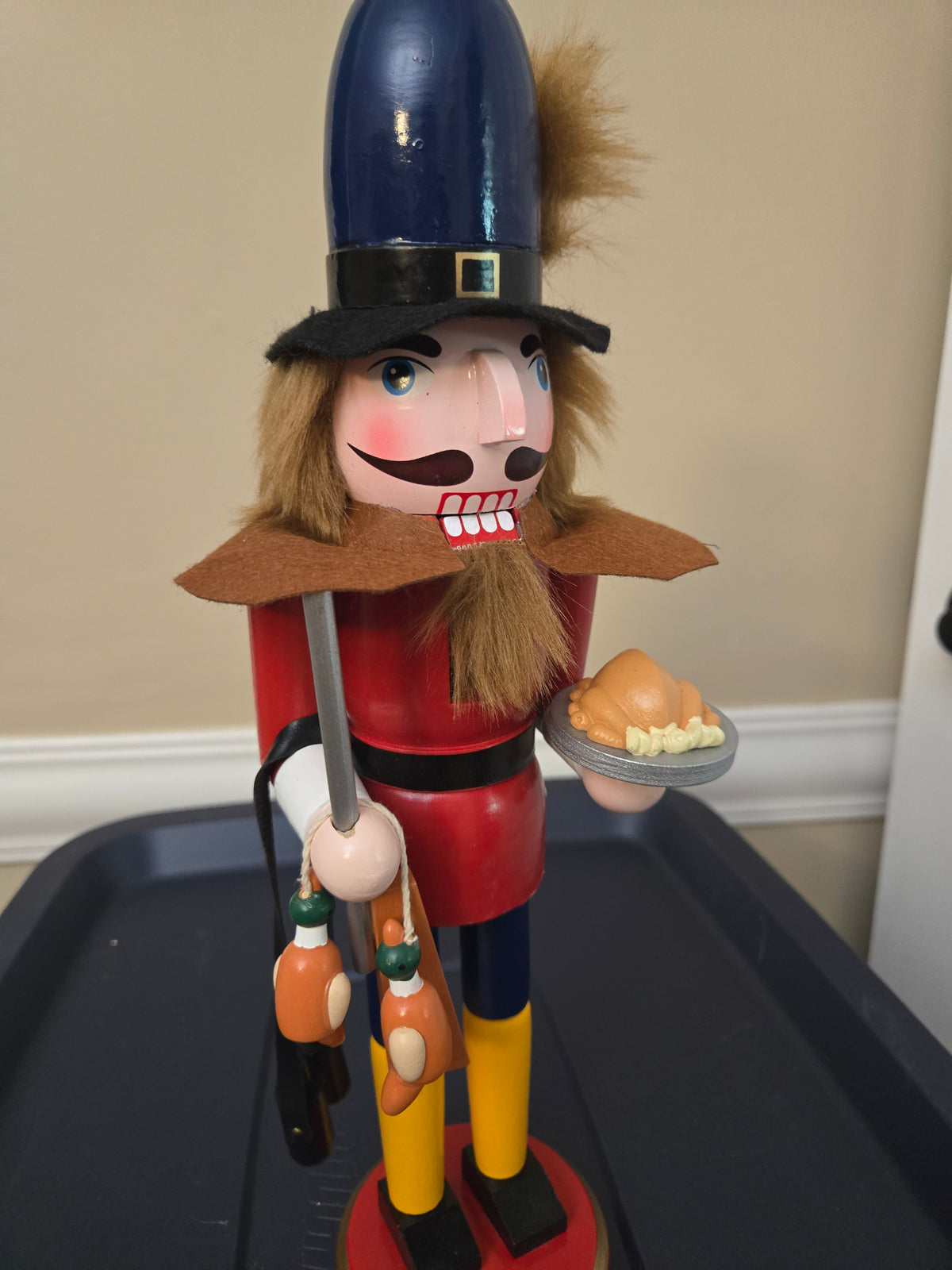 Wooden Thanksgiving Tabletop Decoration, Pilgrim Nutcracker, 14 Inch, Seasonal Accent