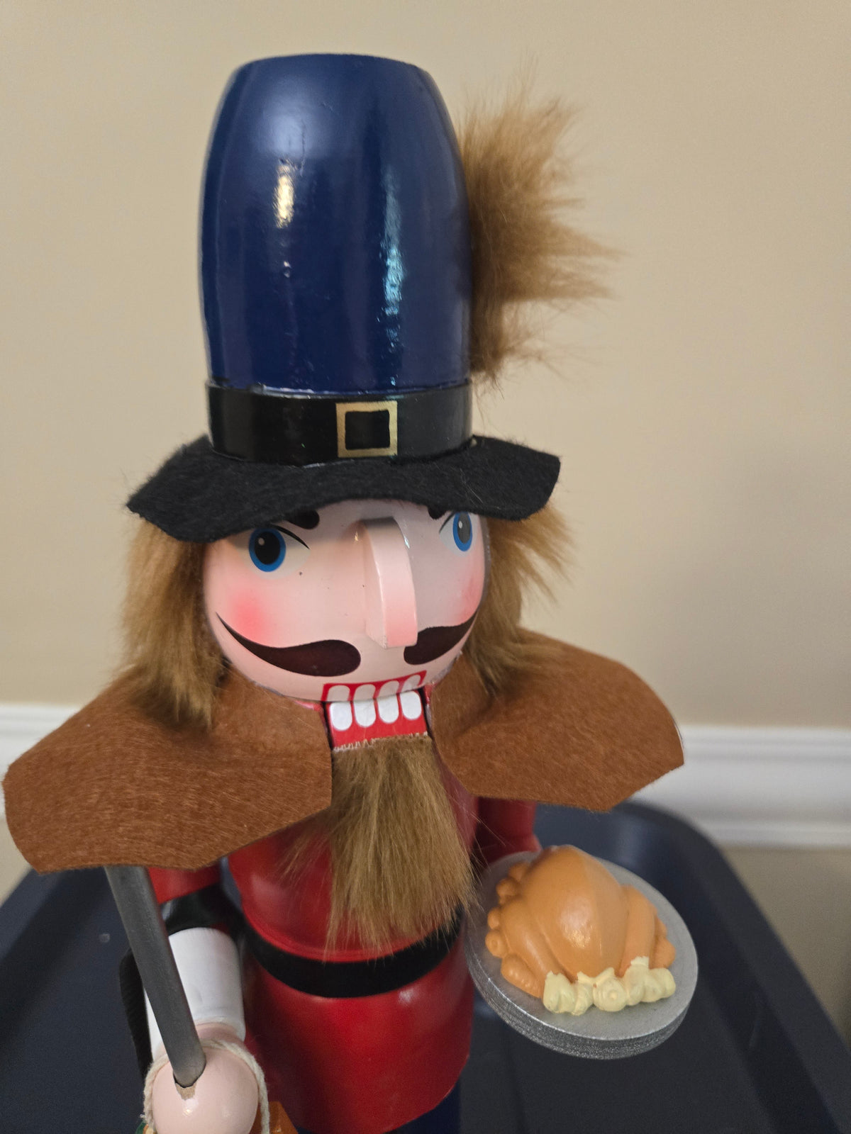 Wooden Thanksgiving Tabletop Decoration, Pilgrim Nutcracker, 14 Inch, Seasonal Accent