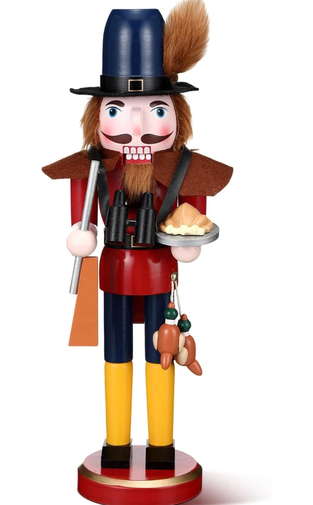 Wooden Thanksgiving Tabletop Decoration, Pilgrim Nutcracker, 14 Inch, Seasonal Accent