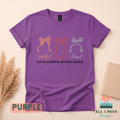Thanksgiving Gratitude Bow Hoodie, God is faithful message, cozy fall style