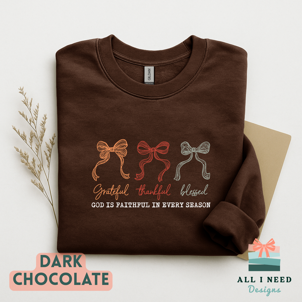 Thanksgiving Gratitude Bow Hoodie, God is faithful message, cozy fall style