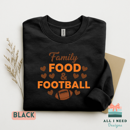 Food and Football Holiday Sweatshirt, family gathering attire, cozy game day look