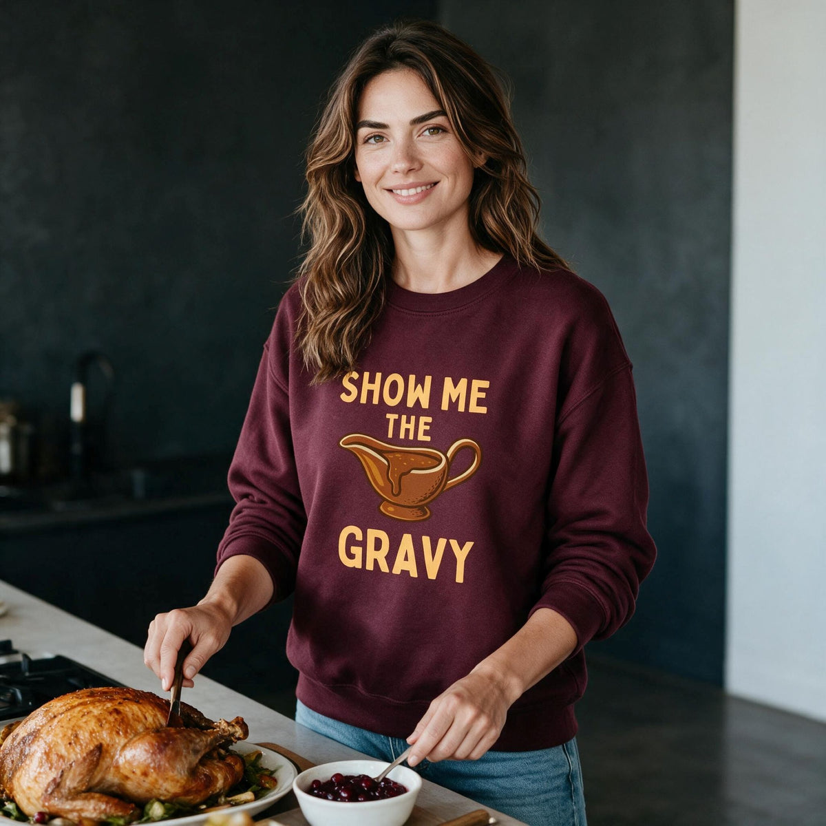 Funny Gravy Lover Thanksgiving Hoodie, Feast Day Apparel, Show Me the Gravy