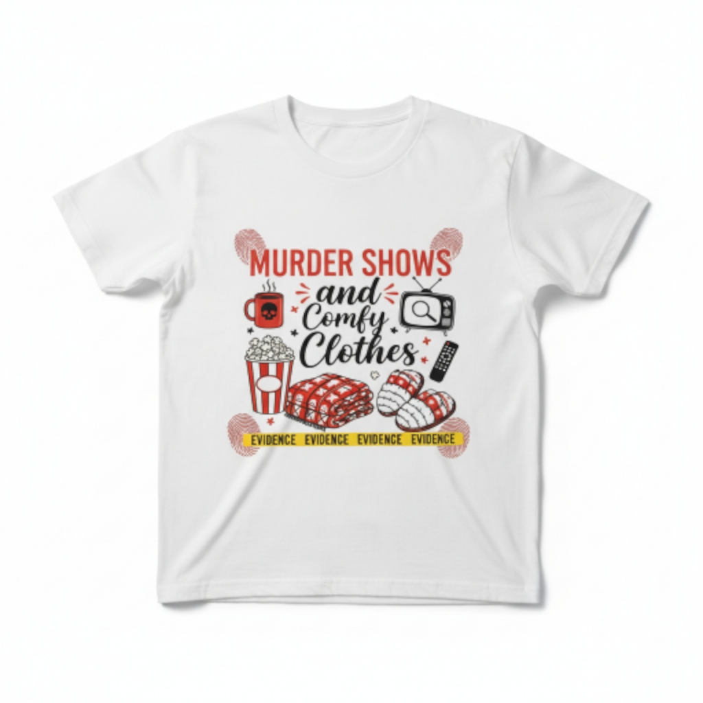 Murder Shows and Comfy Clothes T-Shirt | True Crime Fan Shirt