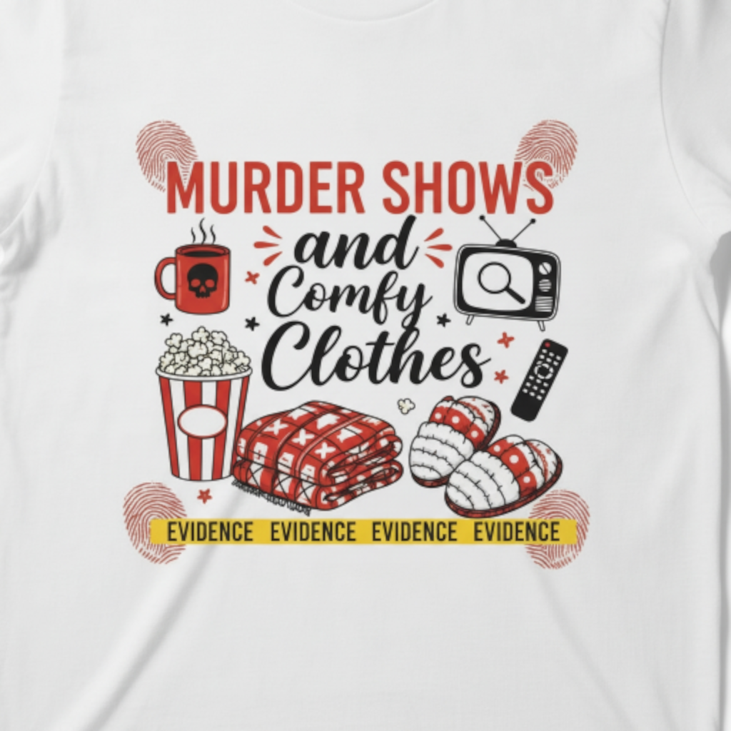 Murder Shows and Comfy Clothes T-Shirt | True Crime Fan Shirt