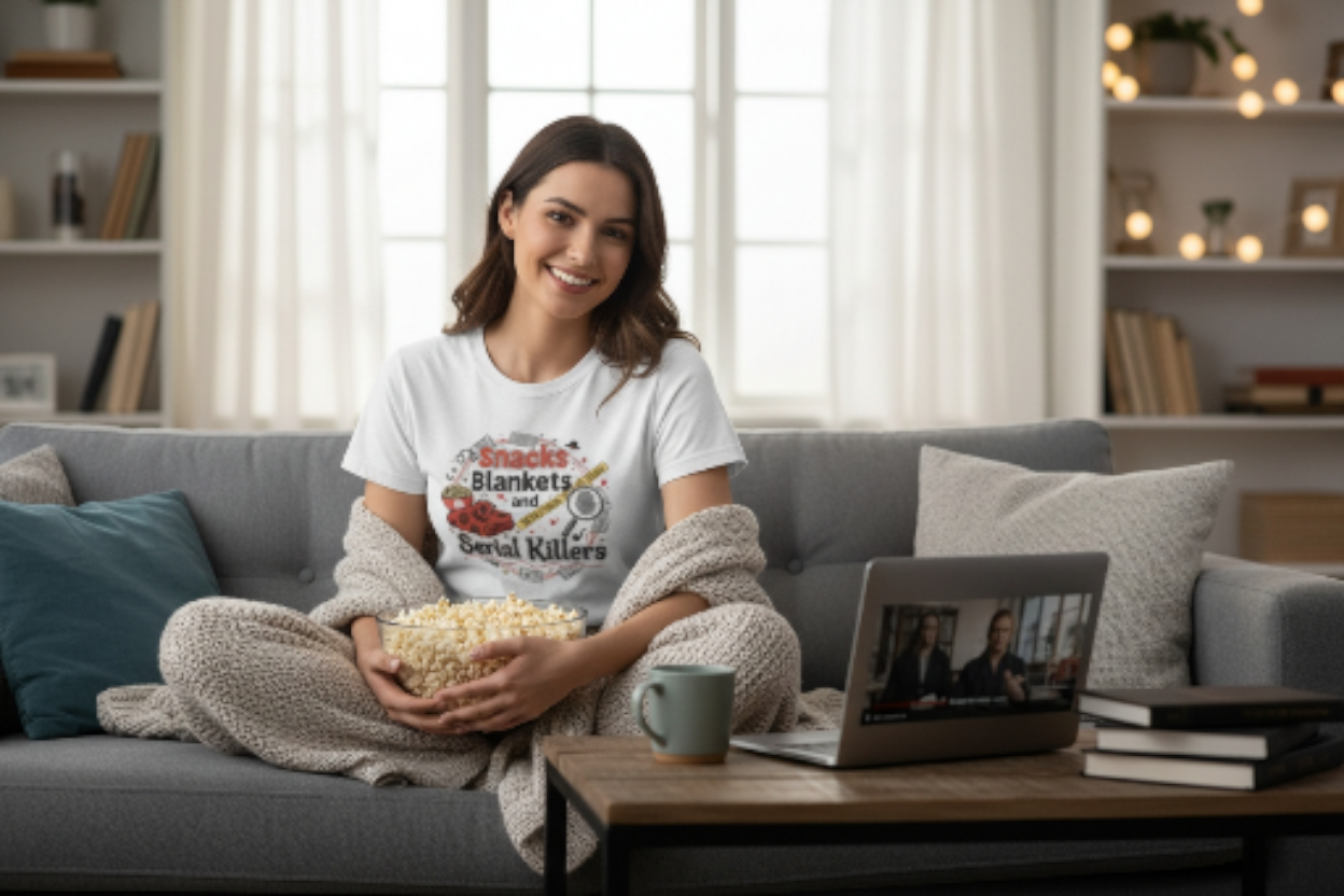 Snacks, Blankets, and Serial Killers T-shirt