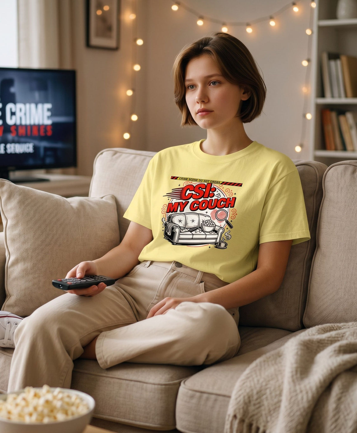 CSI My Couch True Crime Binge Watching Tee, Podcast Listener Shirt, Armchair Detective Apparel