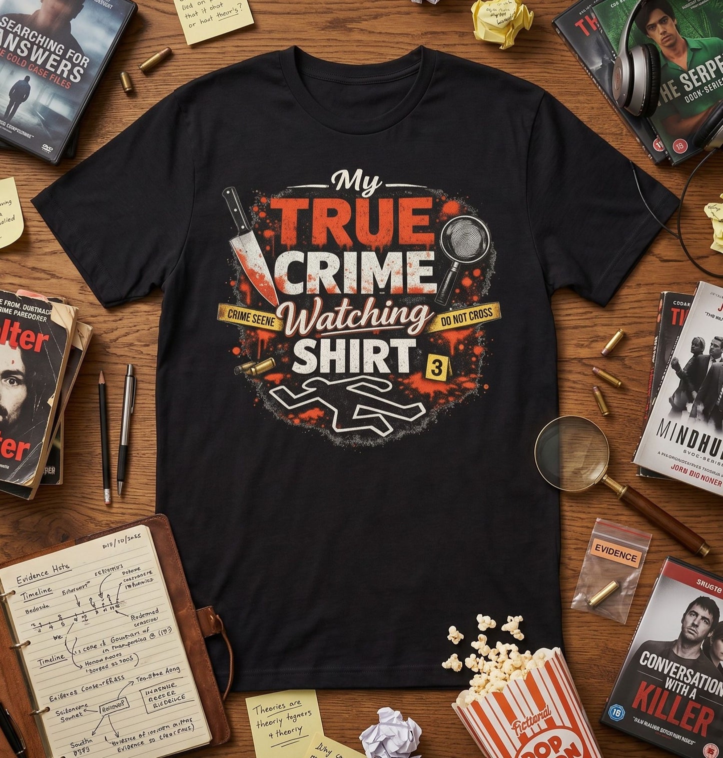 True Crime Watching Shirt, Unisex Binge Watch Top, TV Marathon Graphic Tee