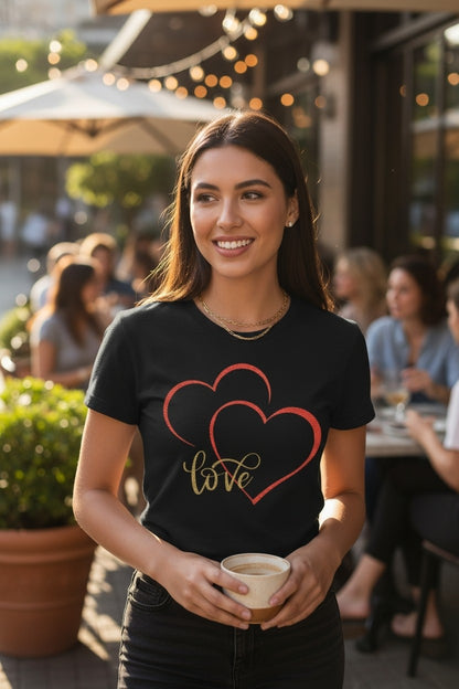 Love Hearts Shirt – Minimalist Heart & Script Tee - Valentine's Day