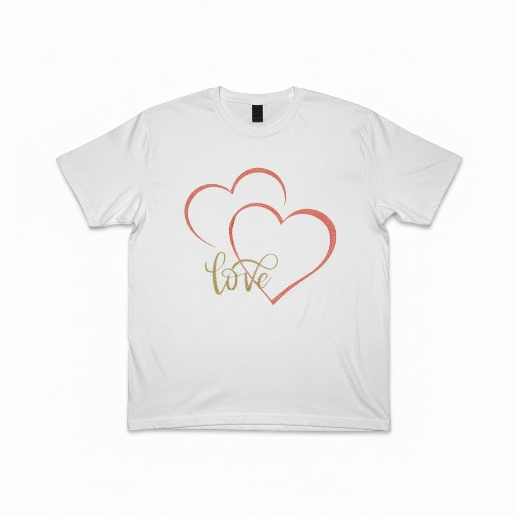 Love Hearts Shirt – Minimalist Heart & Script Tee - Valentine's Day