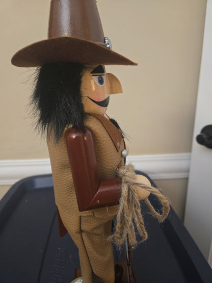 14" Western Holiday Figurine, Wild West Nutcracker, Cowboy Statue, Rustic Christmas Accent