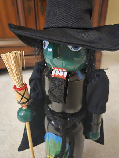 Wicked Witch Halloween Nutcracker, Hand-Painted Wizard of Oz Emerald City Scene, 14-inch Decor