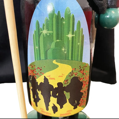 Wicked Witch Halloween Nutcracker, Hand-Painted Wizard of Oz Emerald City Scene, 14-inch Decor