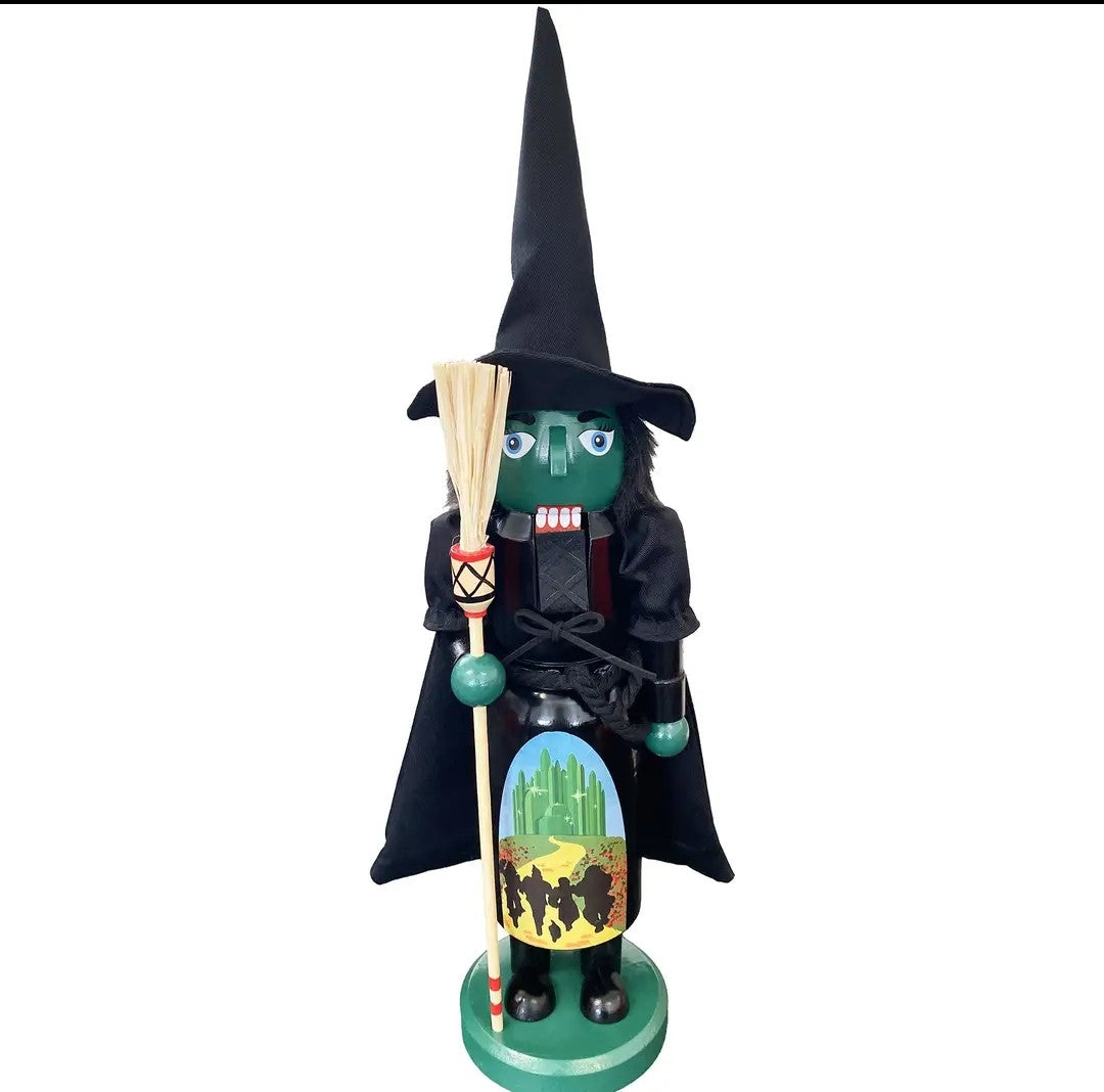 Wicked Witch Halloween Nutcracker, Hand-Painted Wizard of Oz Emerald City Scene, 14-inch Decor