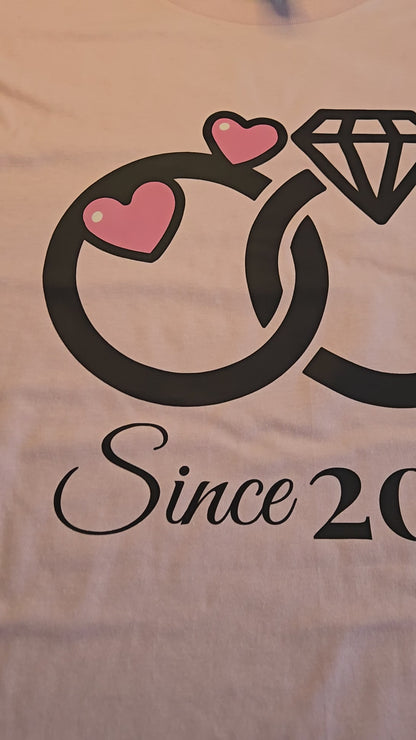 Wedding Ring Tee, Anniversary Shirt, Custom Year Couple Shirt, Bride Gift