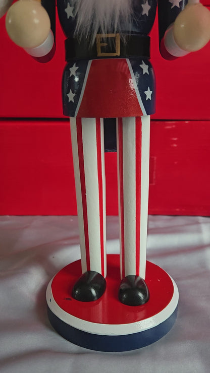 Patriotic USA Nutcracker w/ American Flag & Eagle | Red White Blue 4th of July