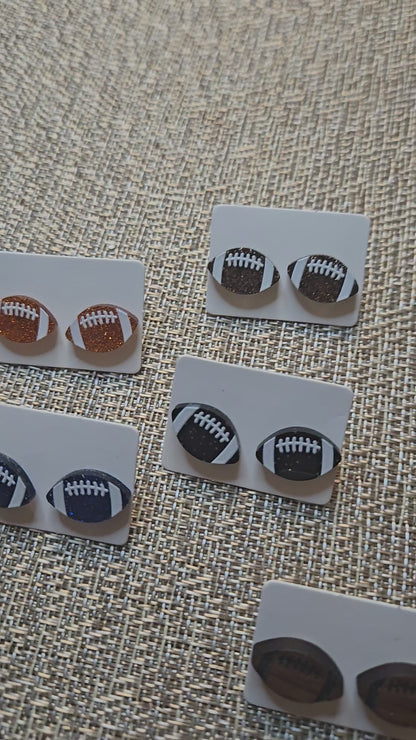 Acrylic Football Stud Earrings | Laser Cut Mini Sports Studs | Stainless Steel Posts | 5 Colors