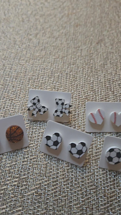 Sports Ball Mini Stud Earrings | Laser Cut Acrylic Soccer, Baseball, Basketball | Stainless Steel Posts