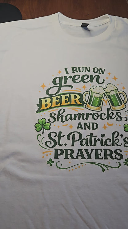 St. Patrick’s Day Shirt Green Beer, Shamrocks & St. Patrick’s Prayers | Funny Irish Tee