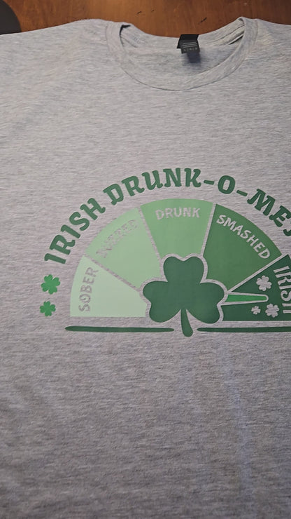 Funny St Patrick's Day Shirt, Irish Drunk-O-Meter Graphic Tee