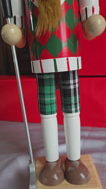 Golf Nutcracker | 14" Plaid Hat & Argyle Outfit