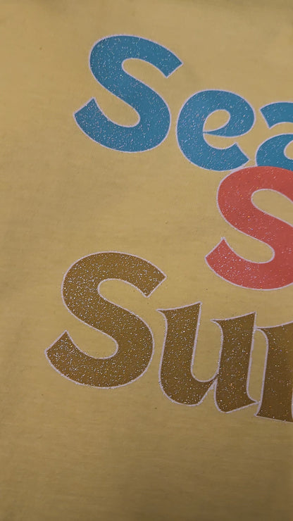 Seashells Sand Sunshine Graphic Tee, Retro Summer Beach Vacation Shirt