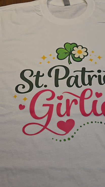 St Patricks Day Shirt for Women, Shamrock Clover Tee, Irish Green Pink Graphic T-Shirt