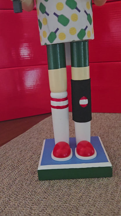 14-Inch Pickleball Nutcracker | Sports Holiday Decor, Paddle, Ball Details