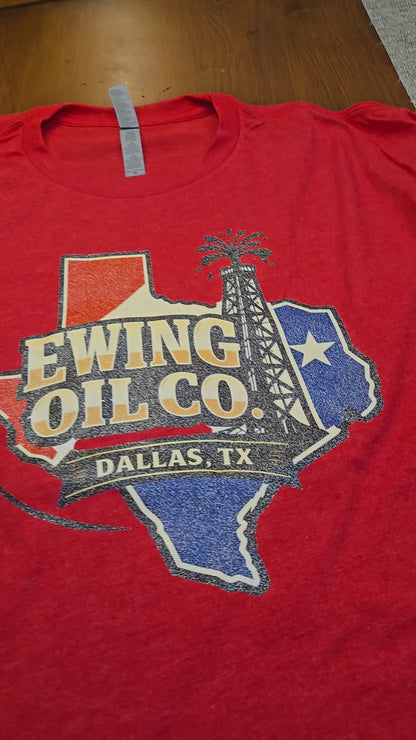 80s TV Show Ewing Oil Co. Shirt | Dallas TX Graphic Tee | Retro Texas Rig Design | Vintage TV