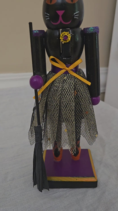 10-inch Black Cat Ballerina Witch Nutcracker, Halloween Home Decor