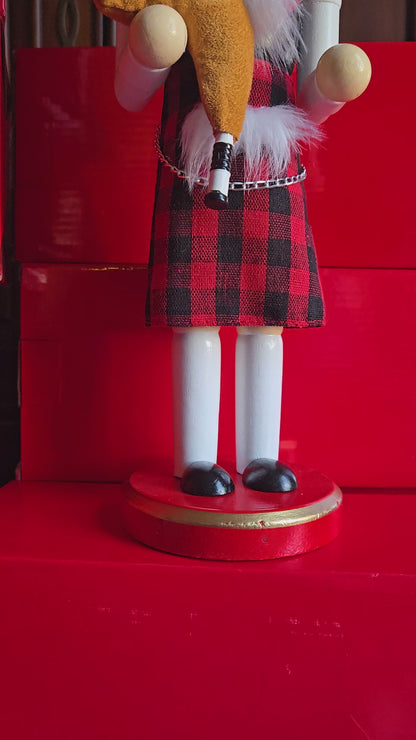 Scottish Nutcracker with Bagpipes - 14" Wooden Figure, Highlands Christmas Decor